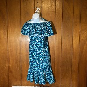 LuLaRoe blue floral mermaid CiCi dress XXS